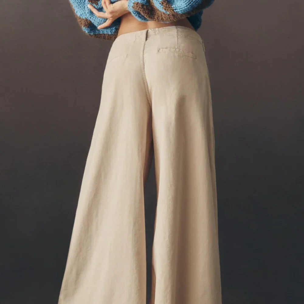 Anthropologie Cream Wide Leg Pants - Picture 2 of 2